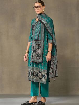 women ethnic motifs printed regular cotton kurta with palazzos & with dupatta 2