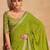 green embroidered leheriya saree