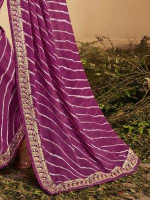 purple leheriya embroidered saree 3