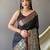 black black & gold-toned geometric woven design zari kanjeevaram saree
