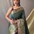 green green & gold-toned geometric woven design zari kanjeevaram saree