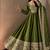Women's green heavy zari & sequins work anarkali suit set with straight pant and embroidered dupatta