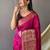 pink pink & gold-toned geometric woven design zari kanjeevaram saree
