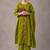 women floral embroidered empire thread work cotton kurta with trousers & with dupatta