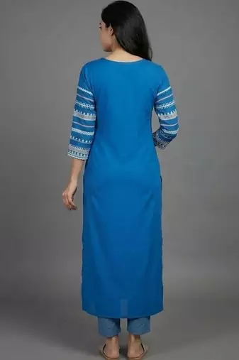 women ethnic motifs embroidered regular thread work kurta with trousers