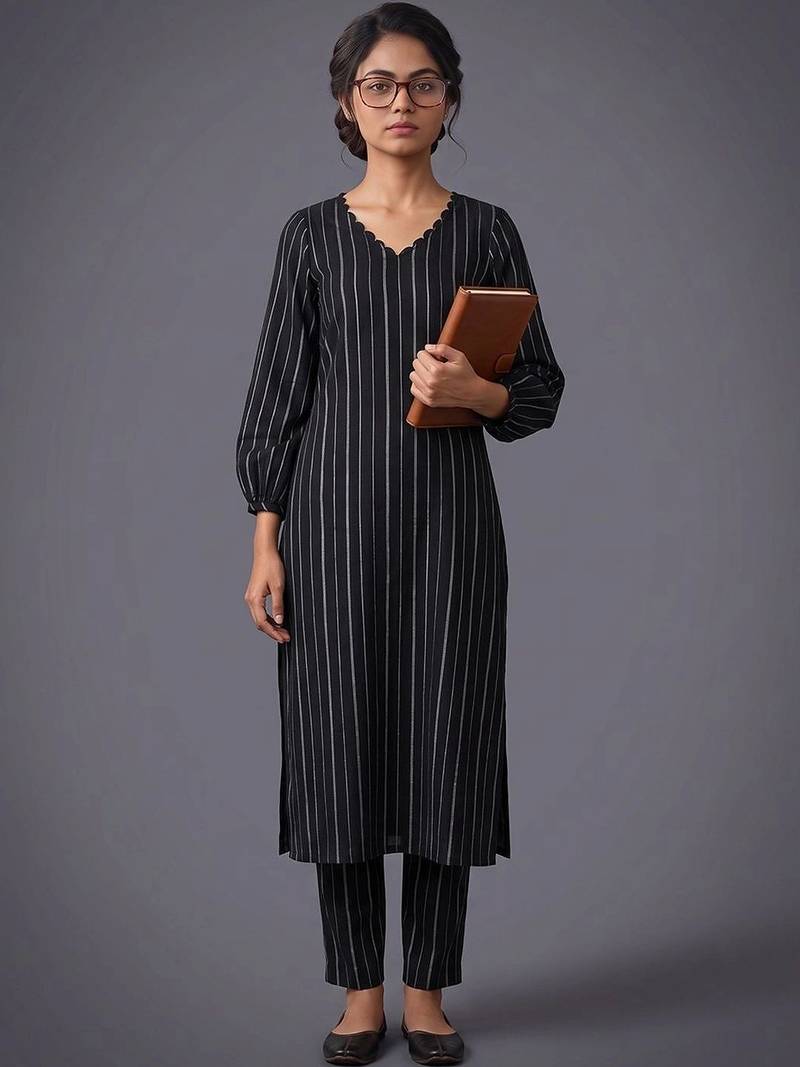 women printed regular silk crepe kurta with trousers