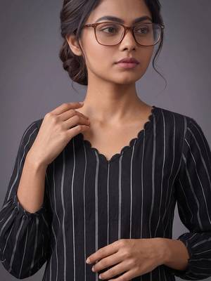 women printed regular silk crepe kurta with trousers 2