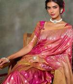 purple woven design silk blend banarasi saree