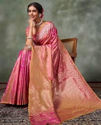purple woven design silk blend banarasi saree 2