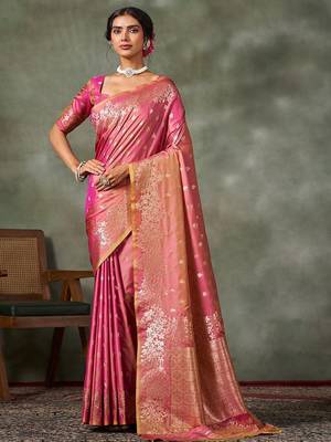 purple woven design silk blend banarasi saree 3