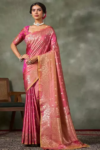 purple woven design silk blend banarasi saree