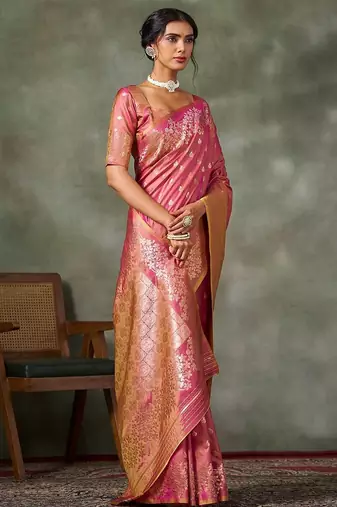 purple woven design silk blend banarasi saree