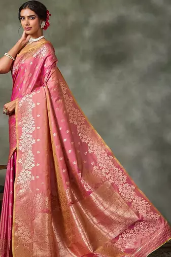 purple woven design silk blend banarasi saree