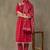 women ethnic motifs embroidered regular thread work cotton kurta with trousers & with dupatta