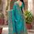 turquoise paisley zari poly chiffon saree