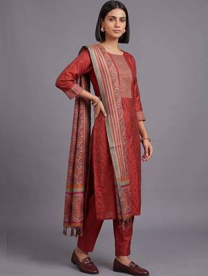 women ethnic motifs regular kurta with trousers & with dupatta 3