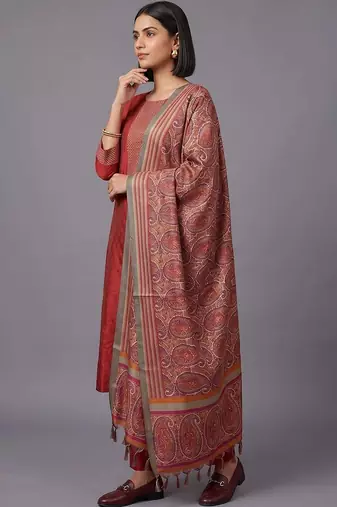 women ethnic motifs regular kurta with trousers & with dupatta