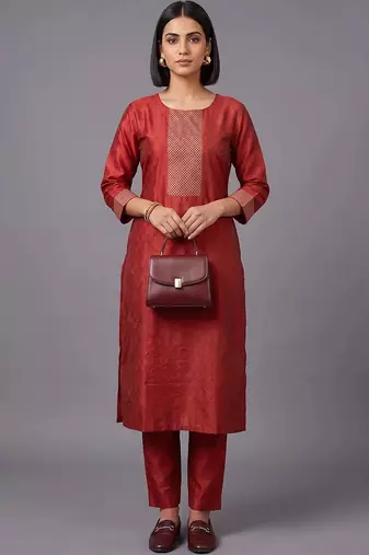 women ethnic motifs regular kurta with trousers & with dupatta