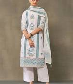 women ethnic motifs printed regular kurta with palazzos & with dupatta