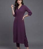 women regular silk crepe kurta with trousers