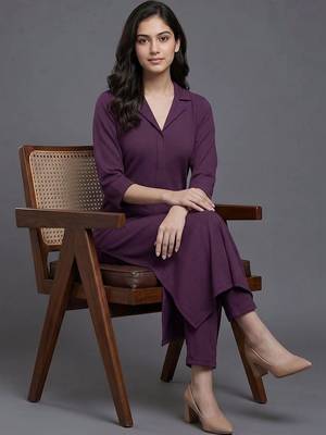 women regular silk crepe kurta with trousers 5
