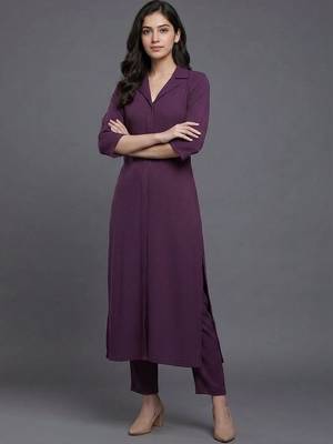 women regular silk crepe kurta with trousers 6