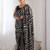 black striped sequinned saree with unstitched blouse piece