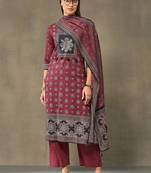 women ethnic motifs printed regular cotton kurta with trousers & with dupatta