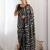 black striped sequinned saree with unstitched blouse piece