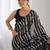 black striped sequinned saree with unstitched blouse piece