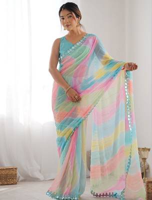 blue tie and dye designer saree 2