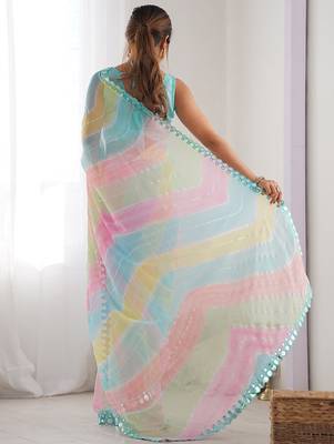 blue tie and dye designer saree 3