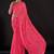 pink pink & silver-toned embellished satin saree