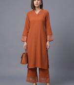 women regular silk crepe kurta with palazzos