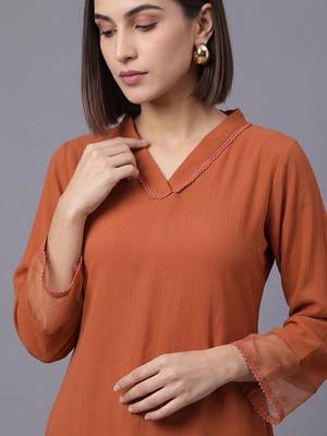 women regular silk crepe kurta with palazzos 2