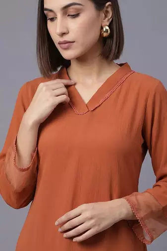 women regular silk crepe kurta with palazzos