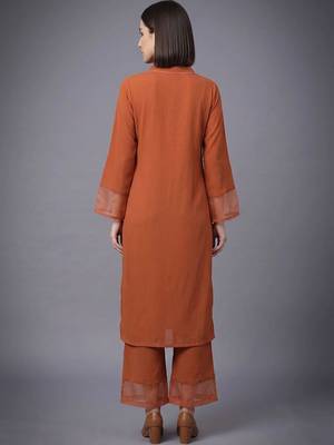 women regular silk crepe kurta with palazzos 4