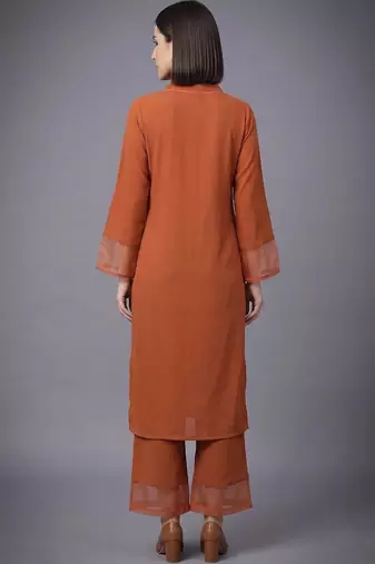 women regular silk crepe kurta with palazzos