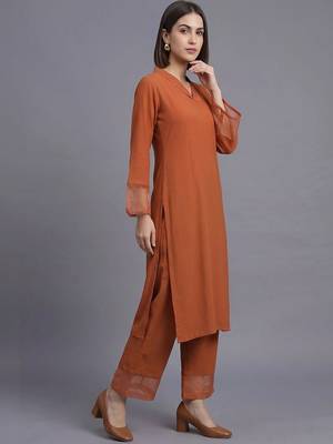 women regular silk crepe kurta with palazzos 6