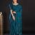 teal teal & gold-toned embellished satin saree
