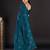 teal teal & gold-toned embellished satin saree