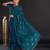 teal teal & gold-toned embellished satin saree