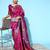 magenta magenta & gold-toned ethnic motifs silk blend banarasi saree