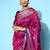 magenta magenta & gold-toned ethnic motifs silk blend banarasi saree