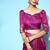 magenta magenta & gold-toned ethnic motifs silk blend banarasi saree