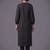 women striped regular silk crepe kurta with trousers
