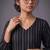 women striped regular silk crepe kurta with trousers