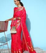 red floral saree with solid border
