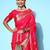 red floral saree with solid border