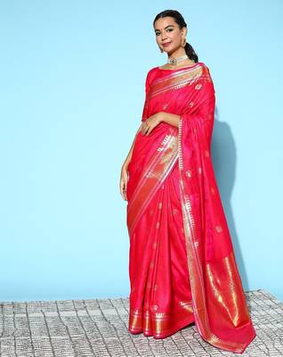 red floral saree with solid border 3